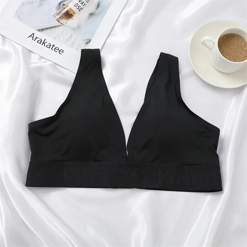 1 Piece Contrast Lace Wireless Bra, Comfy & Elegant