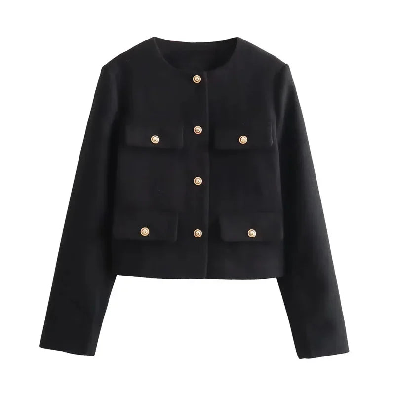 TRAF Woman Outerwears  Long Sleeve Cropped Jacket