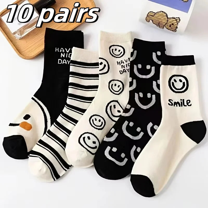 5 Pairs Womens Socks Lovely Cow Pattern Short Socks