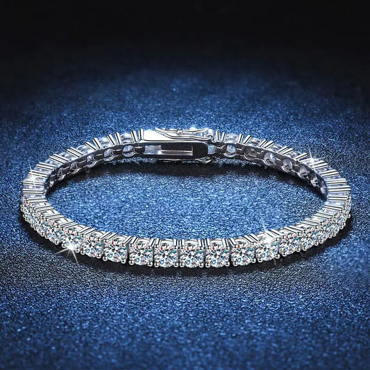 3mm 4mm Moissanite Tennis Bracelets 925 Sterling Silver Full Diamond with Gold