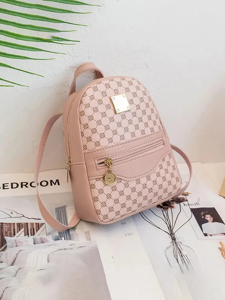 Checkered Pattern Shoulder Backpack Bag for Women