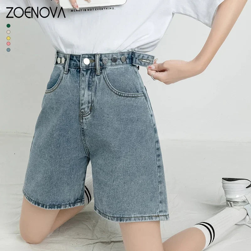 Belted Shorts Jeans Women Baggy