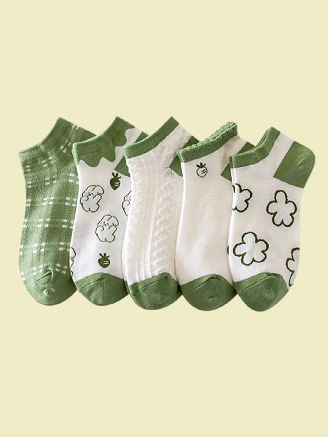 5 Pairs Womens Socks Lovely Cow Pattern Short Socks