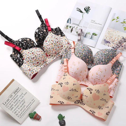 Women Flower Print Seamless Bra Sexy Lingerie Floral