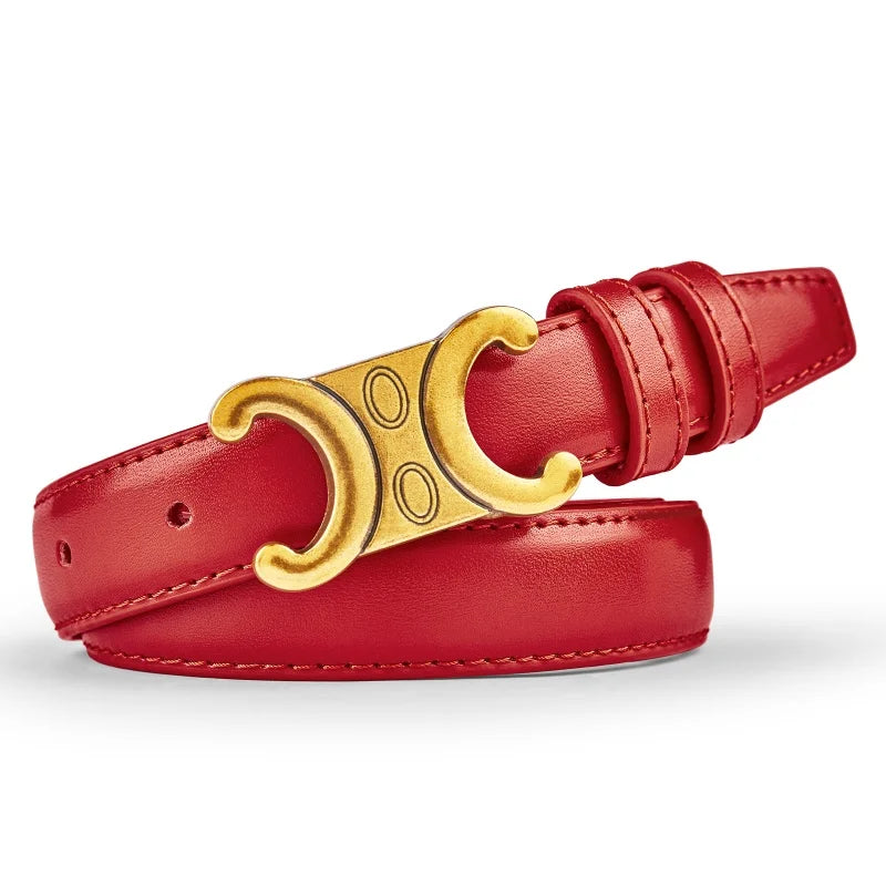 Genuine Leather Belts High Quality Gold Buckle