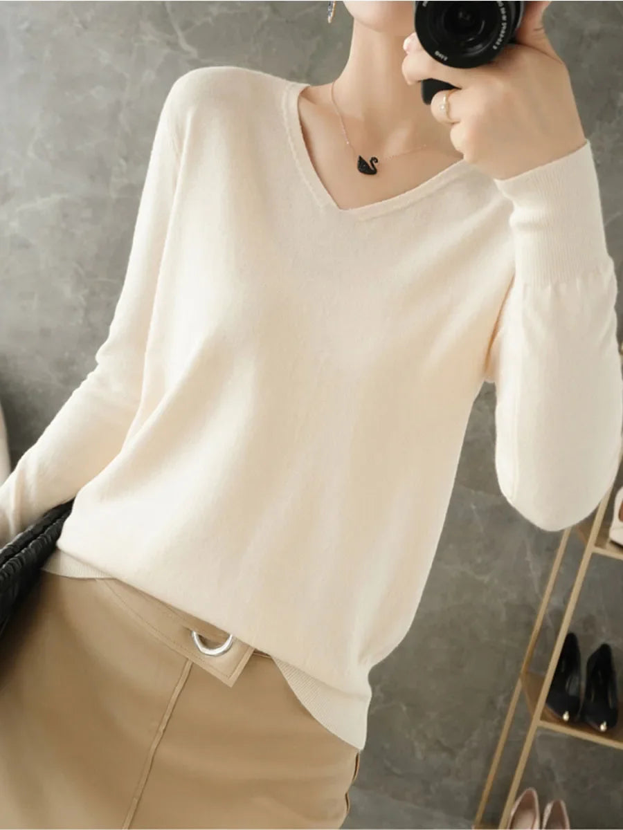 V-neck Sweaters Knitted Pullovers