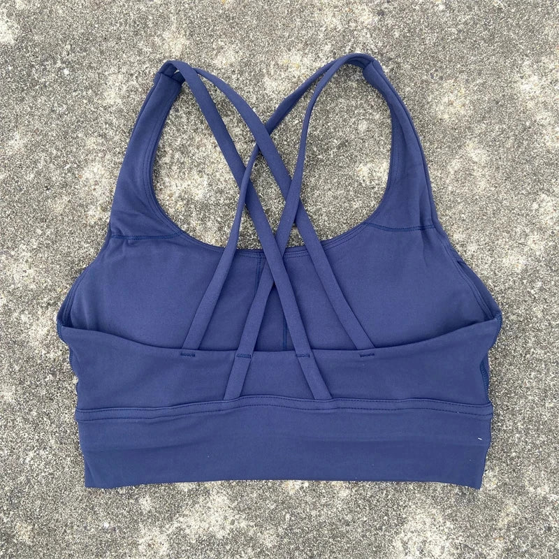 Solid Color Fitness sport Bra Women Cross soft high