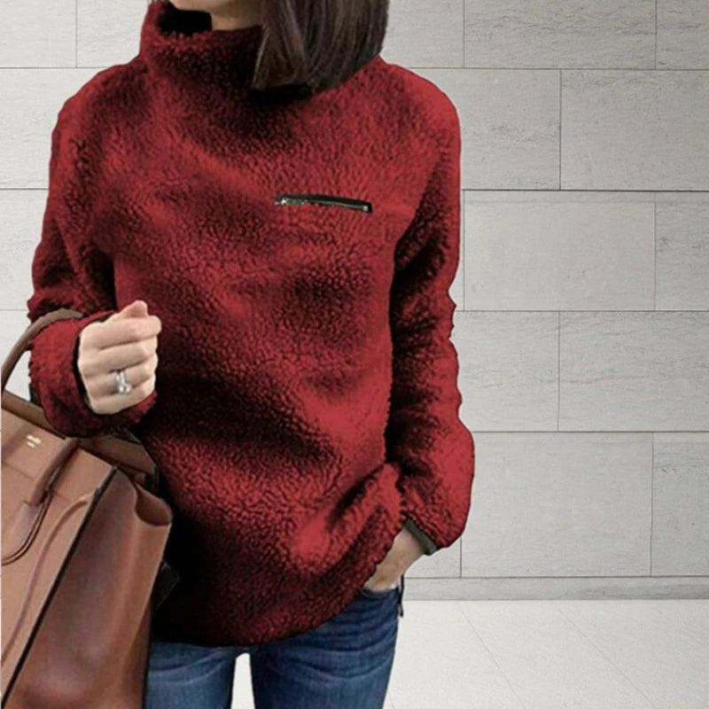 Solid Color Turtleneck Pullover Women's Sweater