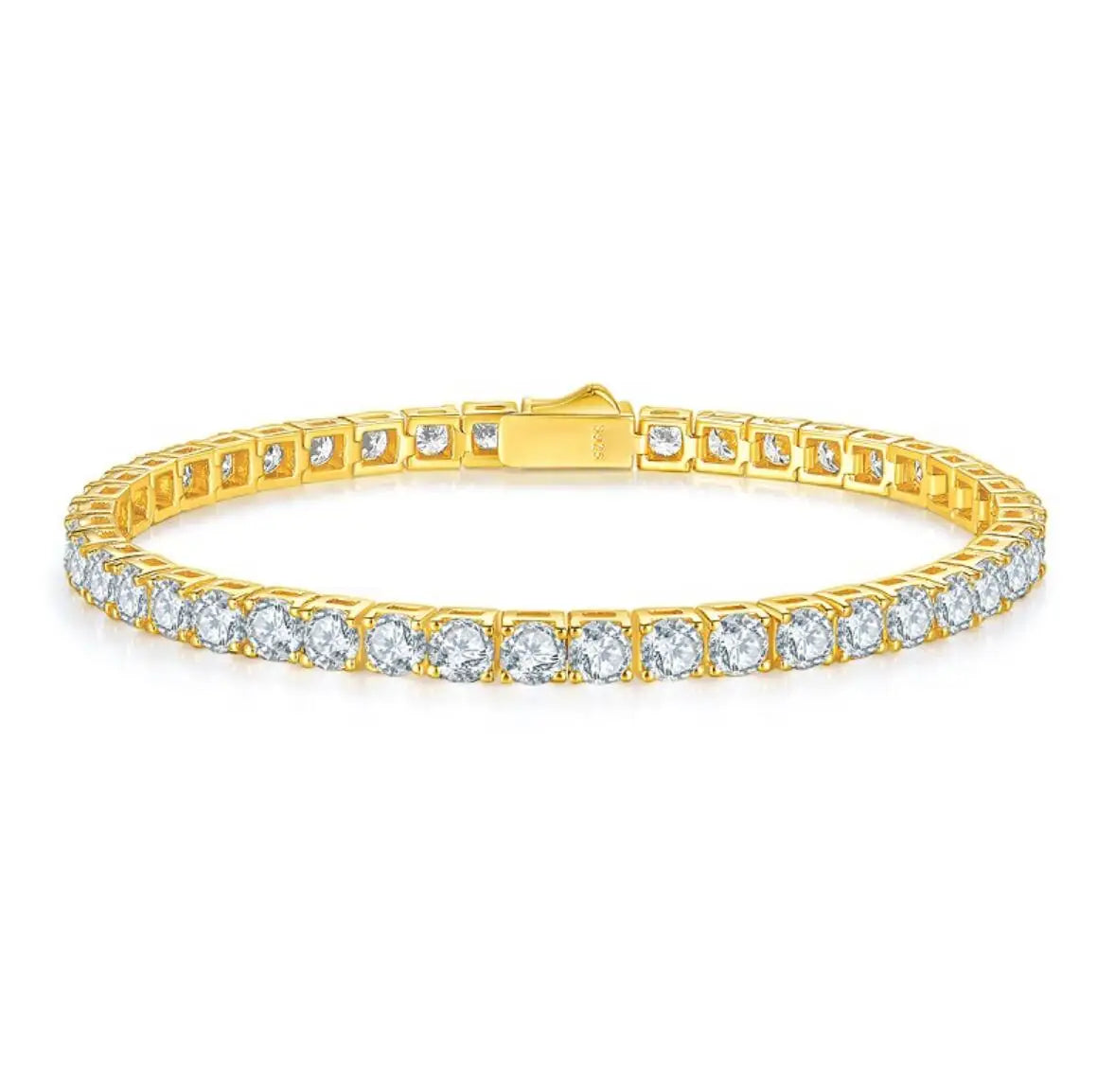 Dainty Full Moissanite Tennis Bracelet 18k Gold Plated 925 Sterling Silver D Color Lab Created Diamond Bracelet for Women