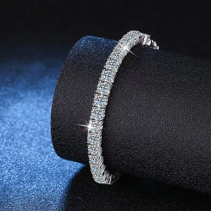 3mm 4mm Moissanite Tennis Bracelets 925 Sterling Silver Full Diamond with Gold