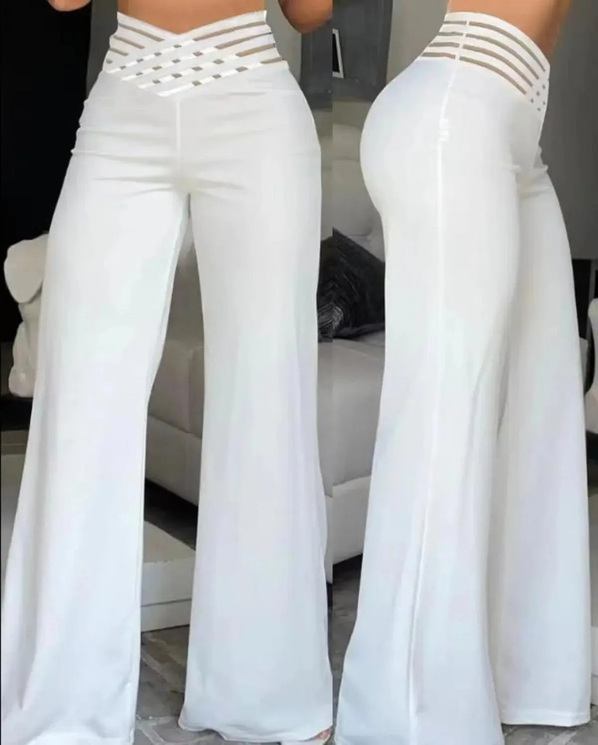 Women Wide Leg Flared Pants Casual  High Waist