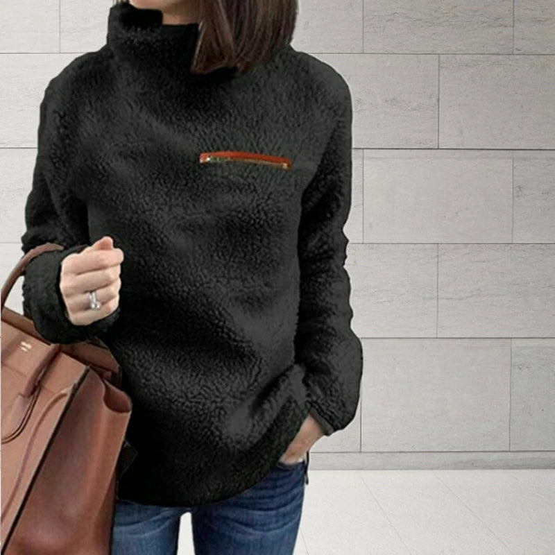 Solid Color Turtleneck Pullover Women's Sweater