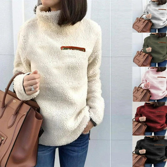 Solid Color Turtleneck Pullover Women's Sweater