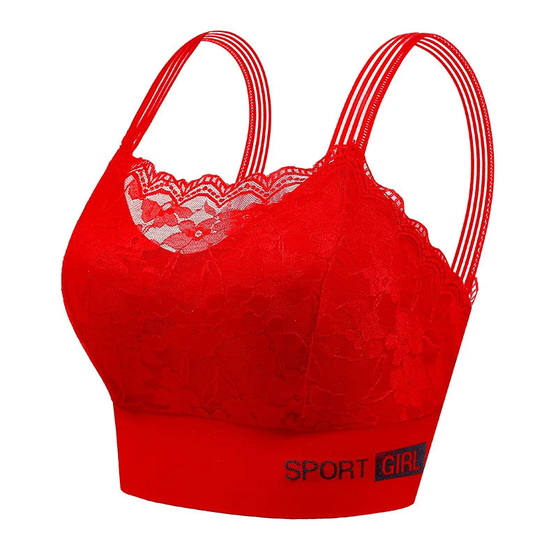 1 Piece Contrast Lace Wireless Bra, Comfy & Elegant