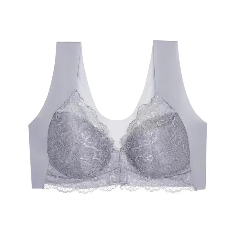 1 Piece Contrast Lace Wireless Bra, Comfy & Elegant