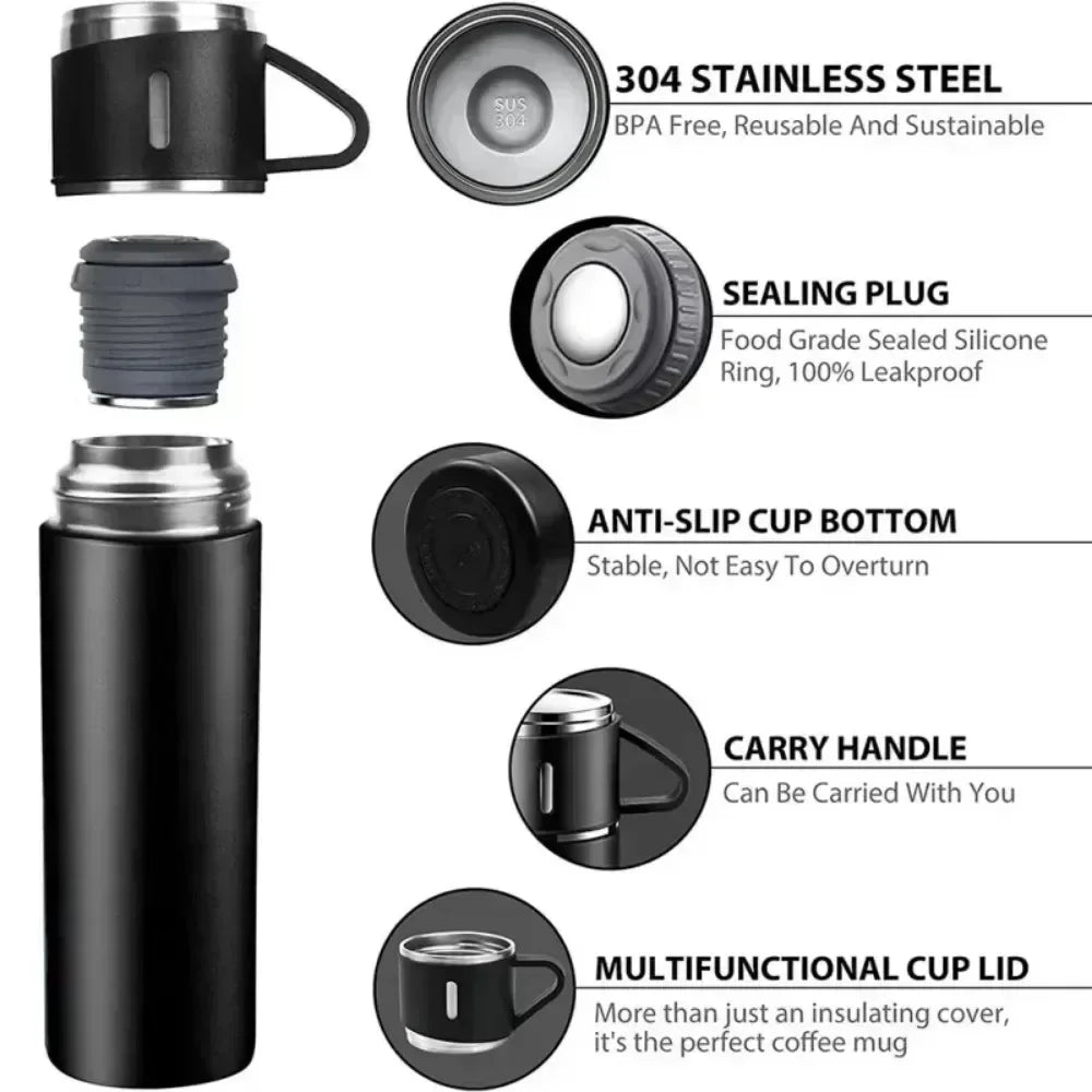 Stainless Steel Vacuum-Bottle Coffee Mug, Thermal Mug, 500ml