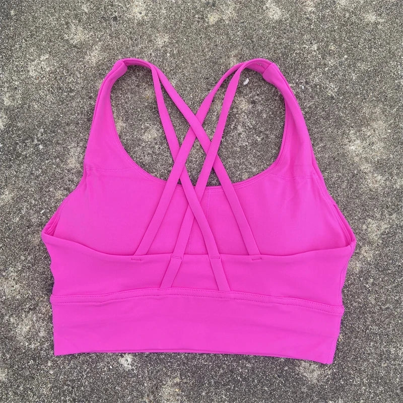 Solid Color Fitness sport Bra Women Cross soft high