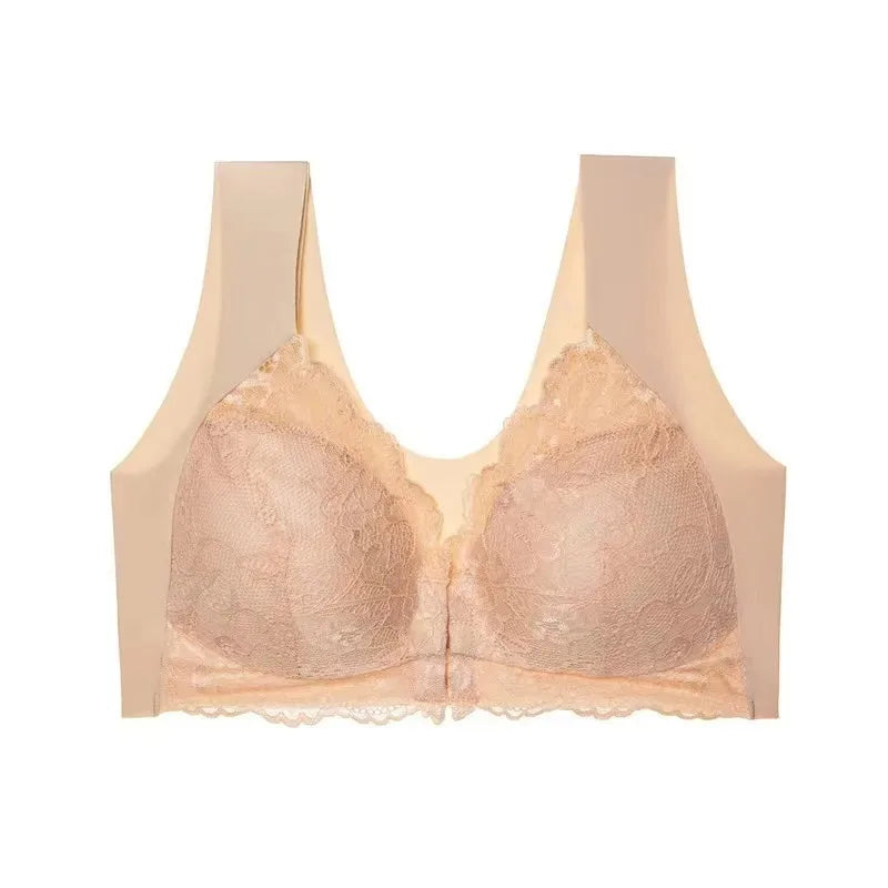 1 Piece Contrast Lace Wireless Bra, Comfy & Elegant