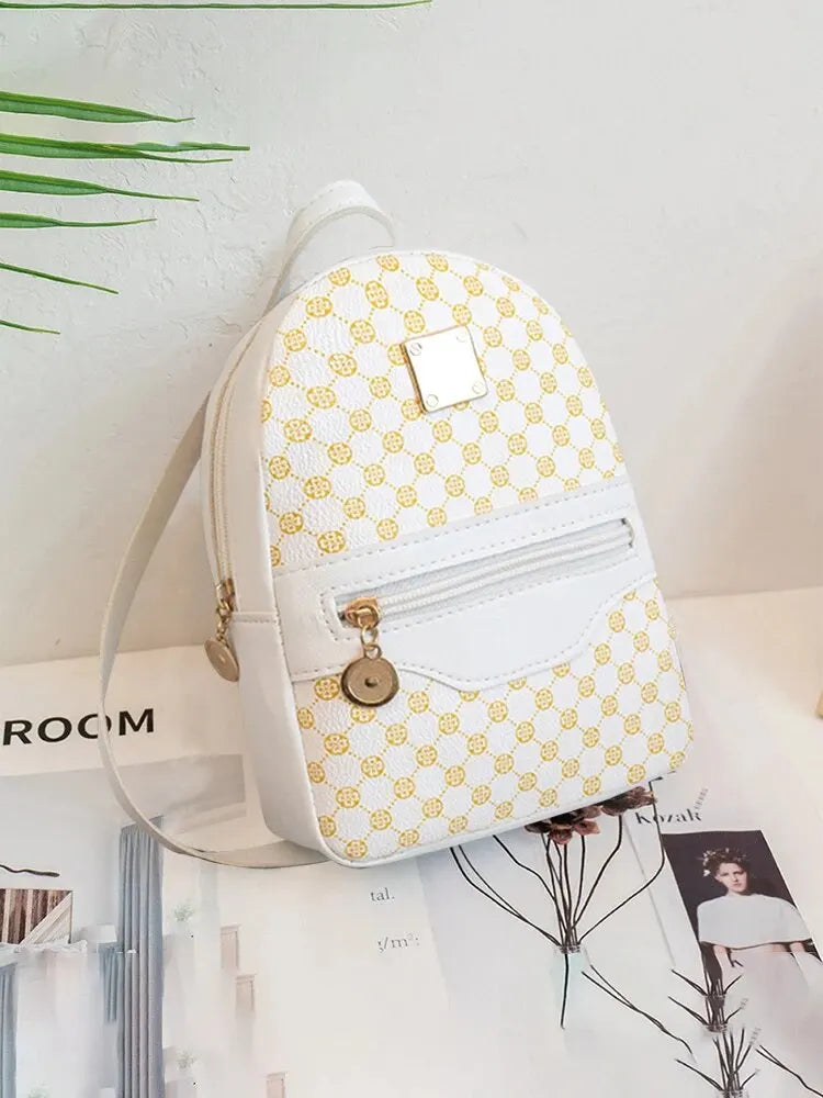 Checkered Pattern Shoulder Backpack Bag for Women