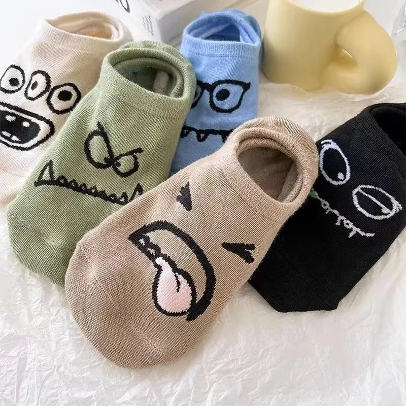 10 Pairs Fuzzy Print Socks Cute & Lightweight Invisible Socks Women's