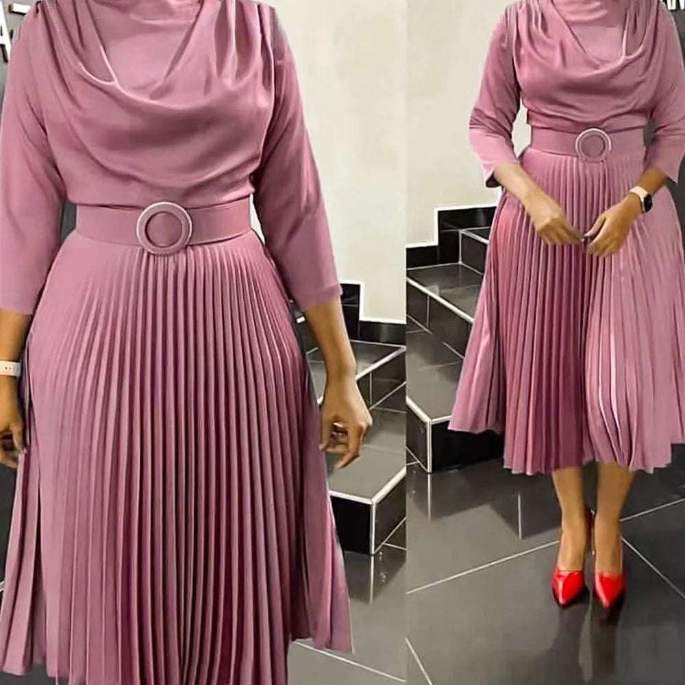 Elegant Office Dress Pleated for Women