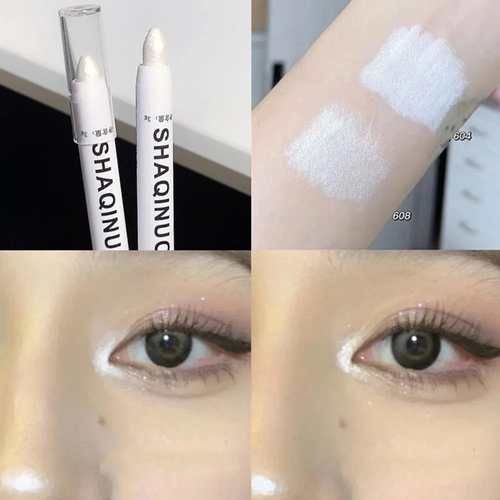 Matte Eyeshadow Stick White Eyeliner Shimmer Silver Highlighter Pen