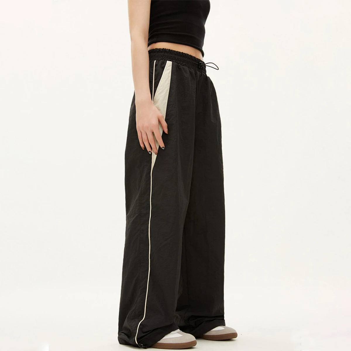 Casual Wide Leg Cargo Pants Drawstring