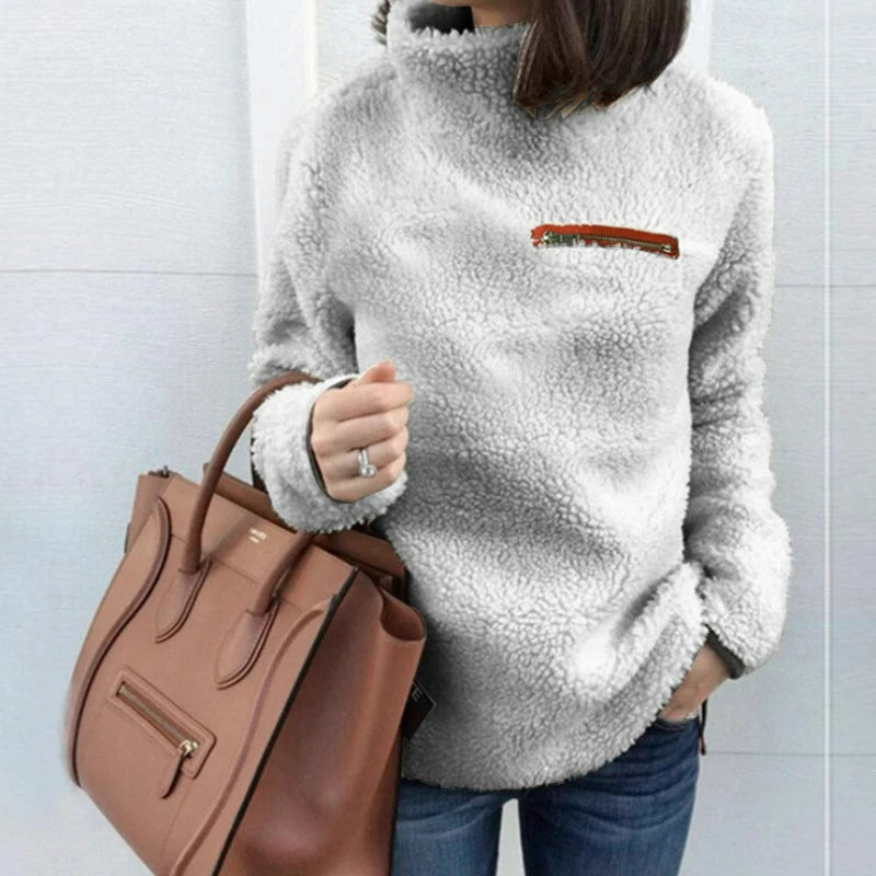 Solid Color Turtleneck Pullover Women's Sweater