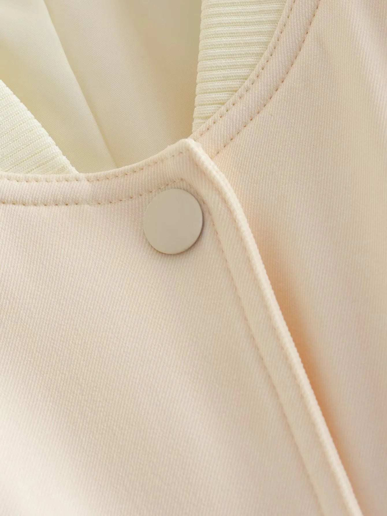 Jacket Coat White Button Baseball Aviator Long Sleeve Crop Outerwear