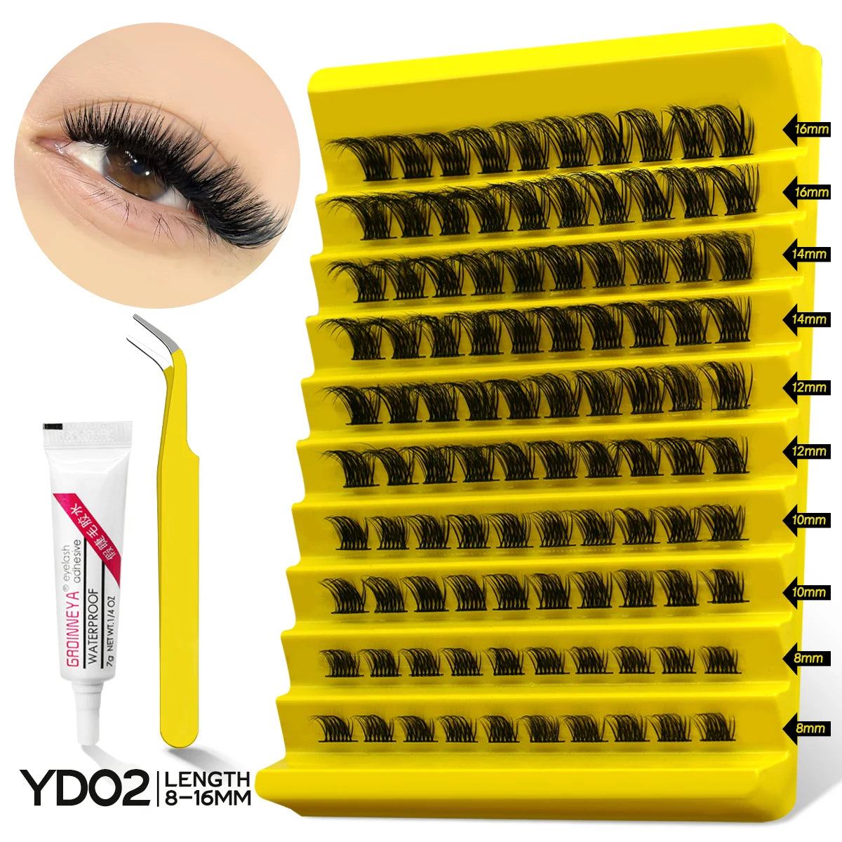 Lash Clusters Kit With Waterproof Strong Hold DIY Lash Extension Makeup