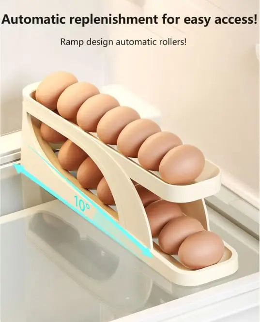 New Automatic Rolling Double-layer Egg Dispenser, Egg Holder Dispenser for Refrigerator, Holds 15 Eggs, Space-Saving Egg Storage