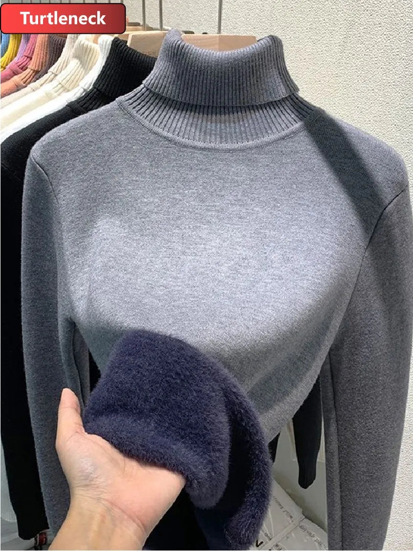 Winter Sweater Women Elegant Thicken Velvet