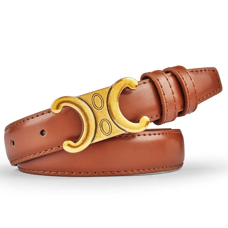 Genuine Leather Belts High Quality Gold Buckle