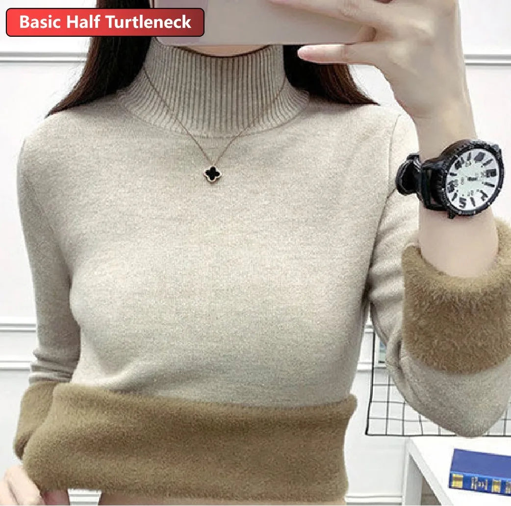 Winter Sweater Women Elegant Thicken Velvet