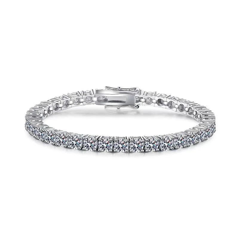 3mm 4mm Moissanite Tennis Bracelets 925 Sterling Silver Full Diamond with Gold